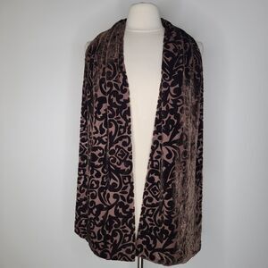 Chocolate Brown Burnout / Flocked Velvet Rectangular Scarf Boho Whimsygoth 68"